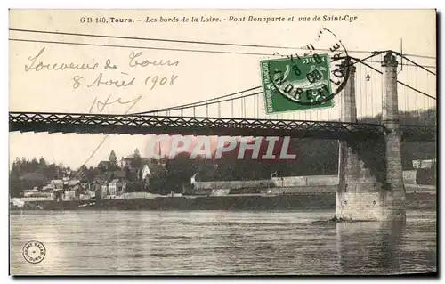 Cartes postales Tours Les bords de la Loire Pont Bonaparte et vue de Saint Cyr