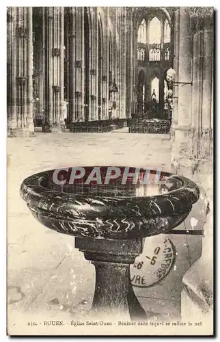 Cartes postales Rouen Eglise Saint Ouen Benitier Dans Se Reflete La nef