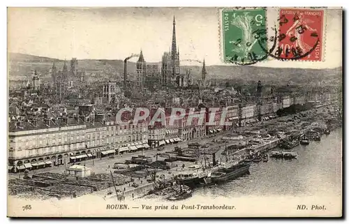 Cartes postales Rouen Vue Prise Du Pont Transbordeur Bateaux