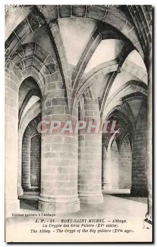 Cartes postales Mont Saint Michel Abbaye Abbaye La crypte des gros piliers