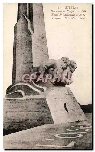 Cartes postales Etretat Monument de Nungessser et Coli Oeuvre de l&#39Architecte Louis Rey