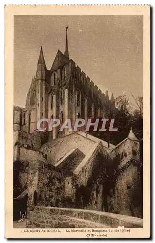 Cartes postales Le Mont St Michel La Marveille et Remparts du Cote Nord