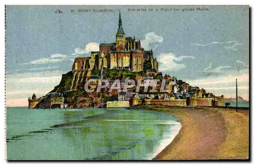 Cartes postales Mont St Michel Vue prise de la Digue par grande maree