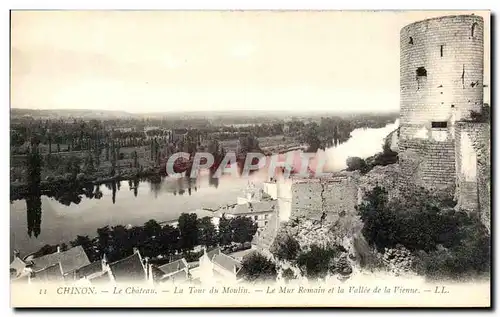 Cartes postales Chinon Le Chateau La tour Du Moulin Le Mur Romain Et La Vallee De La Vienne