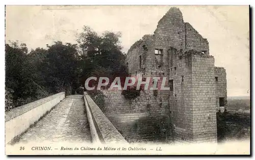 Cartes postales Chinon Ruines Du chateau Du Milieu Et Les Oubliettes