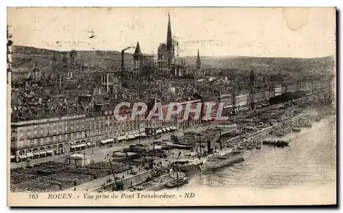 Cartes postales Rouen Vue prise du Pont Transbordeur Bateaux