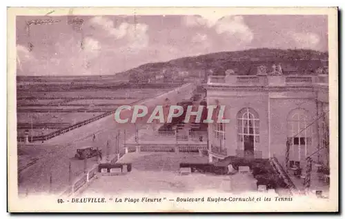 Cartes postales Deauville La Plage Fleurie Boulevard Eugene Cornuche et les Tennis