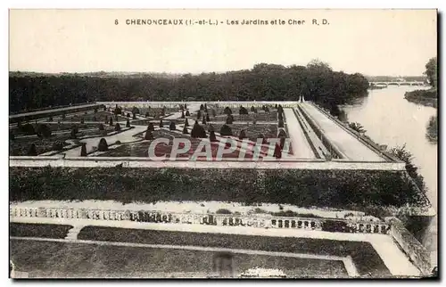 Ansichtskarte AK Chenonceaux Les Jardins Et Le Cher