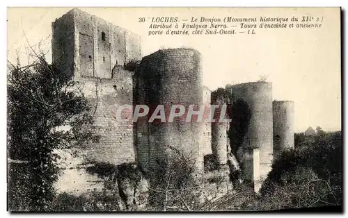 Cartes postales Loches Le Donjon Attribue A Foulques Nerra Tours d&#39Enceinte et ancienne porte d&#39entree