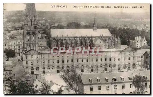 Ansichtskarte AK Vendome Quartier Du 20eme Chasseurs Apres l&#39Incendie Du 3 mai 1908 Militaria