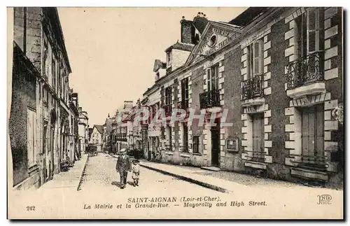 Cartes postales Saint Aignan La Mairie et la Grande Rue