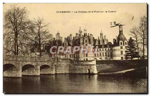 Ansichtskarte AK Chambord Le Chateau et le Pont sur la Cosson