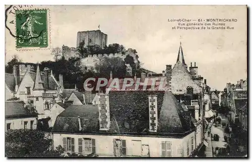 Cartes postales Montrichard vue Generale Des Ruines Et Perspective De La Grande Rue