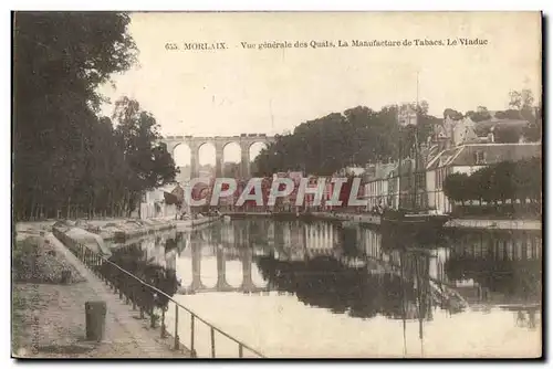 Cartes postales Morlaix Vue Generale des Quais La Manufacture de Tabacs Le Viaduc Bateau