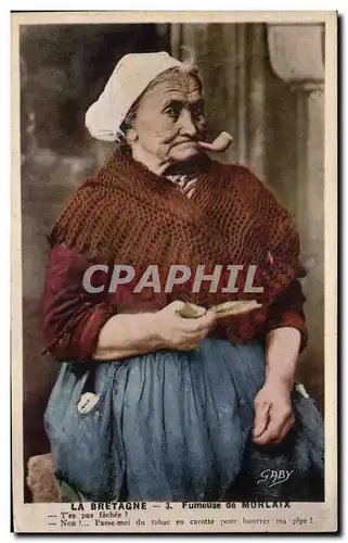 Cartes postales Morlaix La Bretagne Fumeuse Folklore Costume Coiffe Tabac