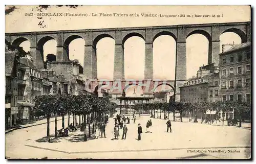 Cartes postales Morlaix La Place Theirs et le Viaduc