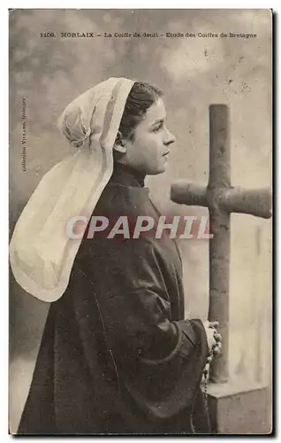 Ansichtskarte AK Morlaix La Coiffe de Deuil Etude des Coiffes de Bretagne Folklore Costume