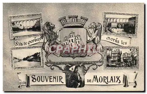 Cartes postales Souvenir De Morlaix Lion Folklore Costume