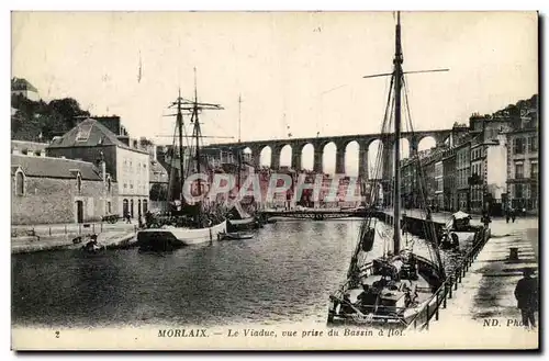 Ansichtskarte AK Morlaix Le Viaduc vue prise du Bassin Bateaux