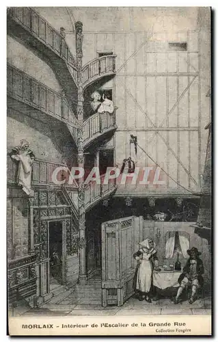 Ansichtskarte AK Morlaix Interieur De l&#39Escalier De La Grande Rue