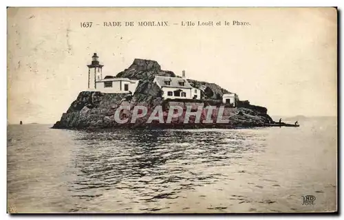 Ansichtskarte AK Rade De Morlaix L&#39Ile Louet Et Le Phare