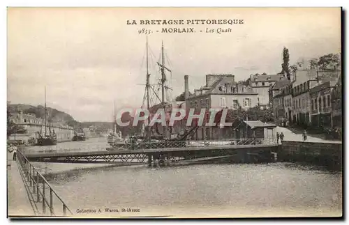 Ansichtskarte AK Morlaix Les quais Bateau