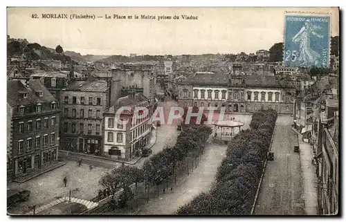 Cartes postales Morlaix La Place et La Mairie Prises du Viaduc