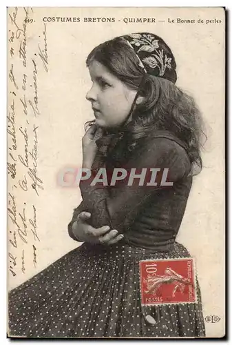 Cartes postales Quimper Le bonnet de Perles Enfant Folklore costume