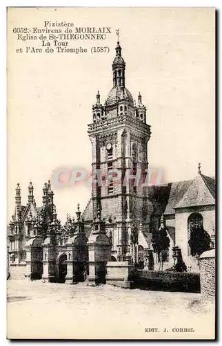 Ansichtskarte AK Rinistere Environs de Morlaix Eglise de St Thegonnec La Tour et l&#39Arc de Triomphe