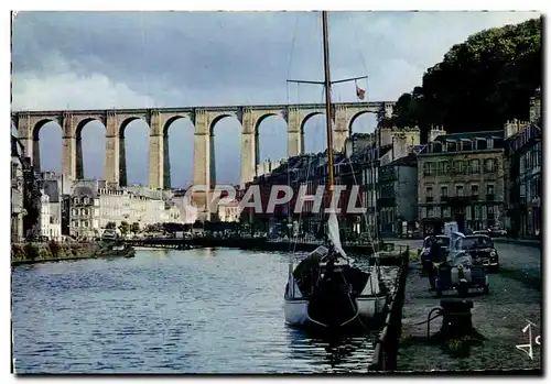 Cartes postales moderne La Bretange en Couleurs Morlaix Les Quais et le Viaduc Bateau