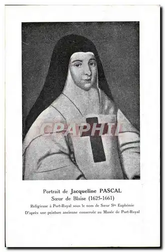 Ansichtskarte AK Portait de Jacqueline Pascal Soeur De Blaise Religieuse A Port Royal Sous Le Nom De Soeur Ste Eu