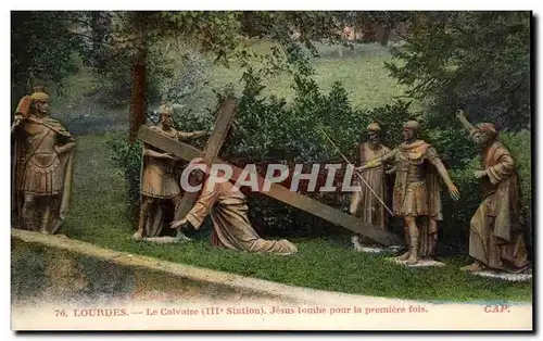 Cartes postales Lourdes Le Calvaire Jesus tombe pour la Premiere fois