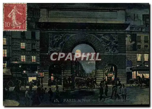 Cartes postales Paris La Nuit La Porte Saint Martin