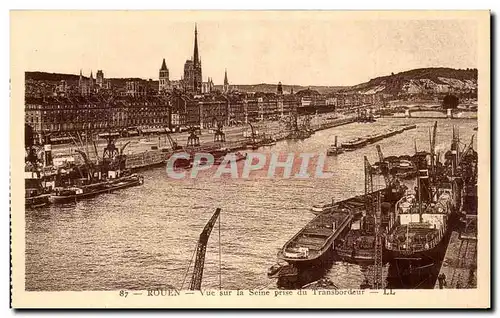 Cartes postales Rouen Vue Sur La Seine Prise Du Transbordeur Bateaux