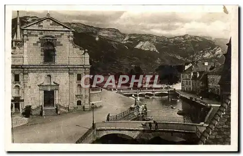 Ansichtskarte AK Annecy Eglise Saint Francois et les Canaux