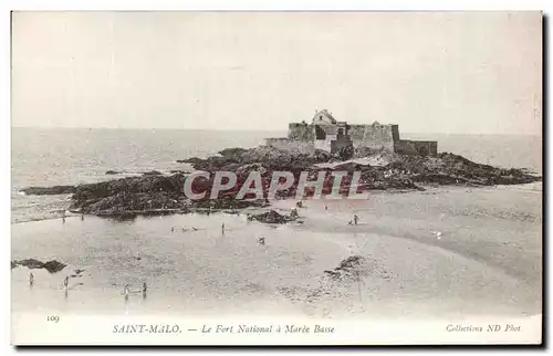 Cartes postales Saint Malo Le Fort National a Maree Basse