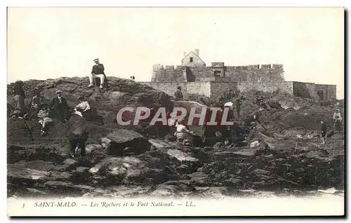 Ansichtskarte AK Saint Malo Les Rochers et le Fort National