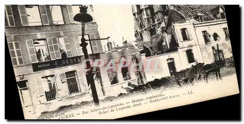 Cartes postales Amiens Rue Robert Luzarche Maisons Bombardee Militaria Banque Bessay