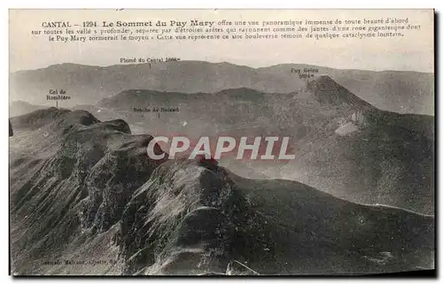 Cartes postales Cantal Le sommet du puy Mary office une vue panoramique Valle s les