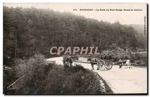 Ansichtskarte AK Huelgoat La Foret au pont Rouge Route de Carhaix attelage Vache