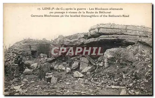 Cartes postales Lens avant la guerre Les Blockaus allemands Militaria au niveau de la route de Bethune