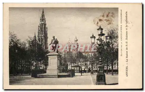 Cartes postales Anvers La Statue De Rubens Et La Cathedrale