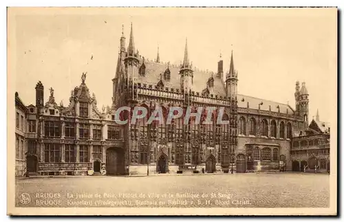 Cartes postales Bruges La Justice de Paix I'Hotel de Ville et la Basilique du St Sang
