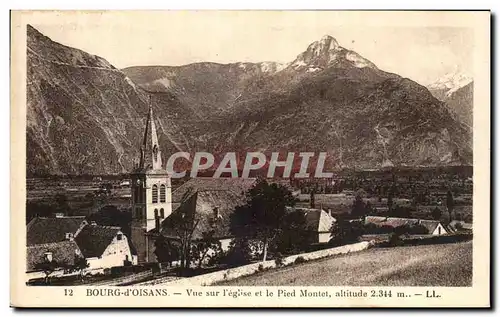 Cartes postales Bourg d&#39Oisans Vue sur I&#39eglise et le Pied Montel