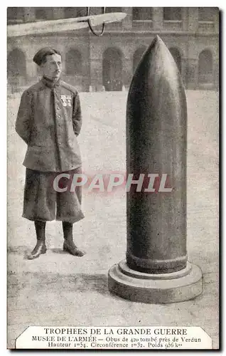 Cartes postales Trophees De La Grande Guerre Musee De L&#39Armee obus de 420 Verdun Militaria