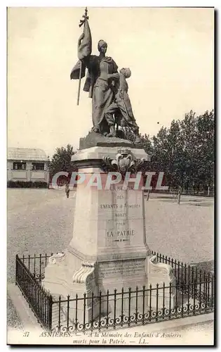 Ansichtskarte AK Asnieres A la Memoire des Enfants d&#39Asnieres Morts pour la Patrie Militaria