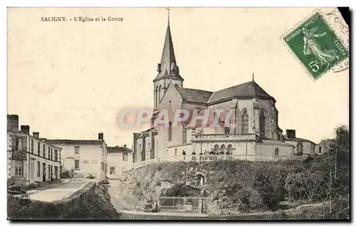 Ansichtskarte AK Saligny L&#39Eglise et la Grotte