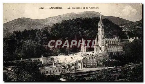 Ansichtskarte AK Lourdes La Basilique et le Calvaire