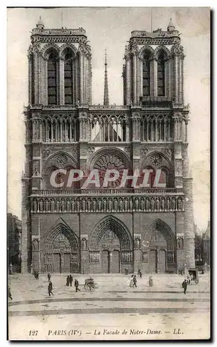 Cartes postales Paris La Facade de Notre Dame