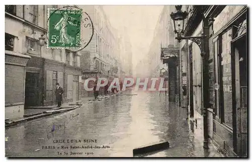 Ansichtskarte AK Crue De La Seine Paris Rue Saint Andre Des Arts Janvier 1910